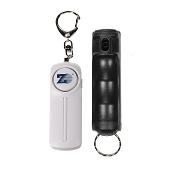 Zarc Personal Safety Kit with Zarc Vexor Police Strength Pepper Spray, Black Flip-Top Finger Grip, 20+ Shots, 10-12 Ft. Range, White 130db Alarm with LED Light